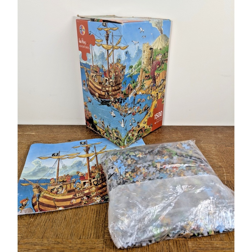 HEYE Adventures Hugo Prades 1500 Piece Puzzle Triangle Box COMPLETE Poster